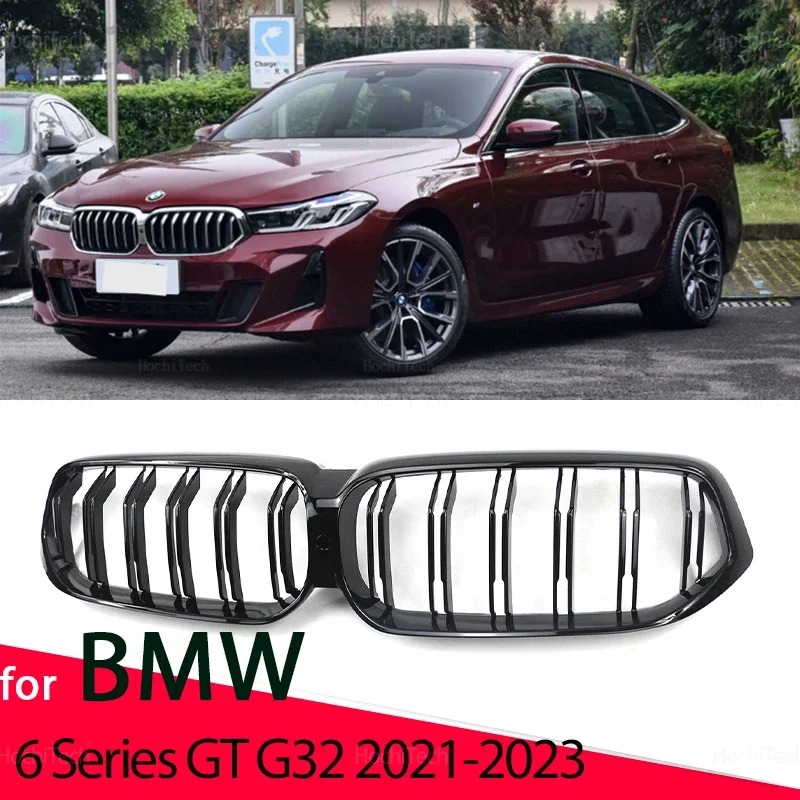 

Для BMW G32 6GT 6 серии Gran Turismo Facelift 2020 2021 2022 2023, аксессуары M, цвет/гриль, черный, с двойной планкой, автоматический гриль