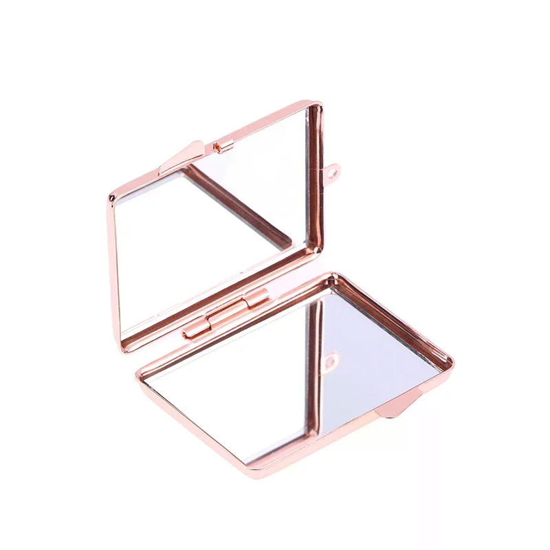 Mini miroir pliant porte-clés rond coeur ovale forme carrée Double face miroir cosmétique en métal pliant porte-clés miroir de maquillage