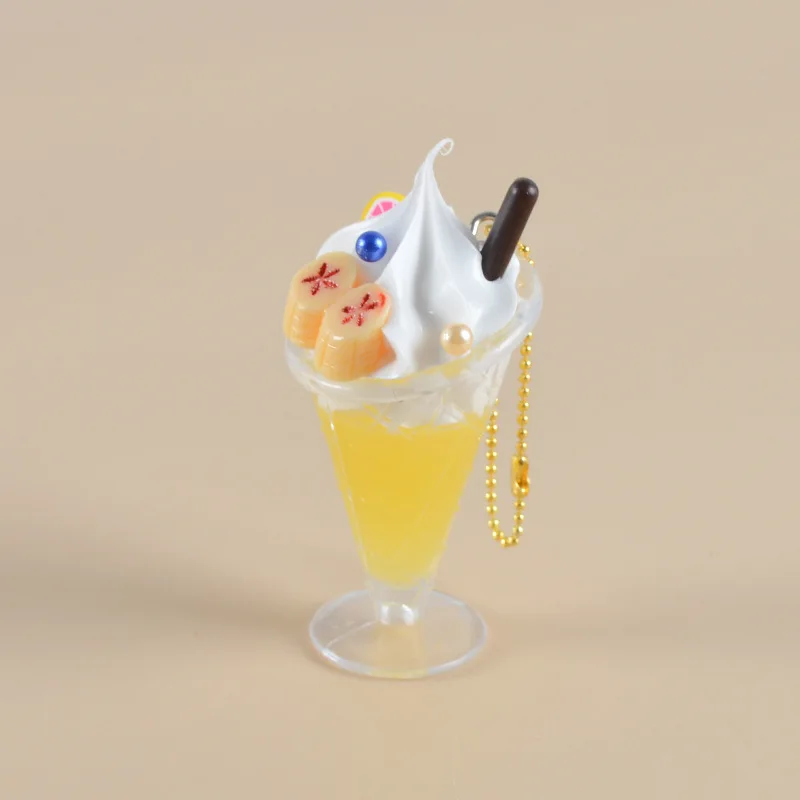 cocktail keychain Fruit Shake Keychain Ice Cream Cocktail Food Model Keychain Car Phone Bag Pendant Gift Ornaments Llaveros