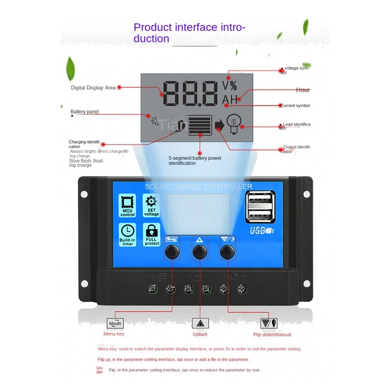 Kit completo de Panel Solar, inversor de onda sinusoidal modificada de 6000W, pantalla LCD, USB Dual, DC12V a con controlador Solar 30A