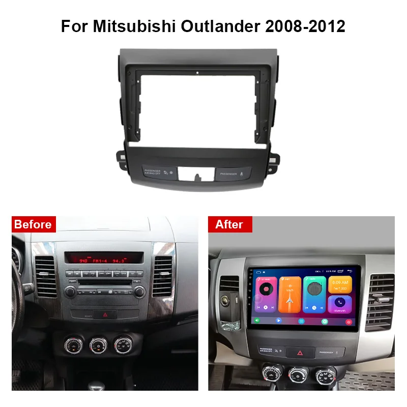 For 2008-2012 Mitsubishi Outlander/Peugeot 4007/Citroen C-Crosser Frame Fascia Adapter Radio Dashboard Player Fitting Panel Kit