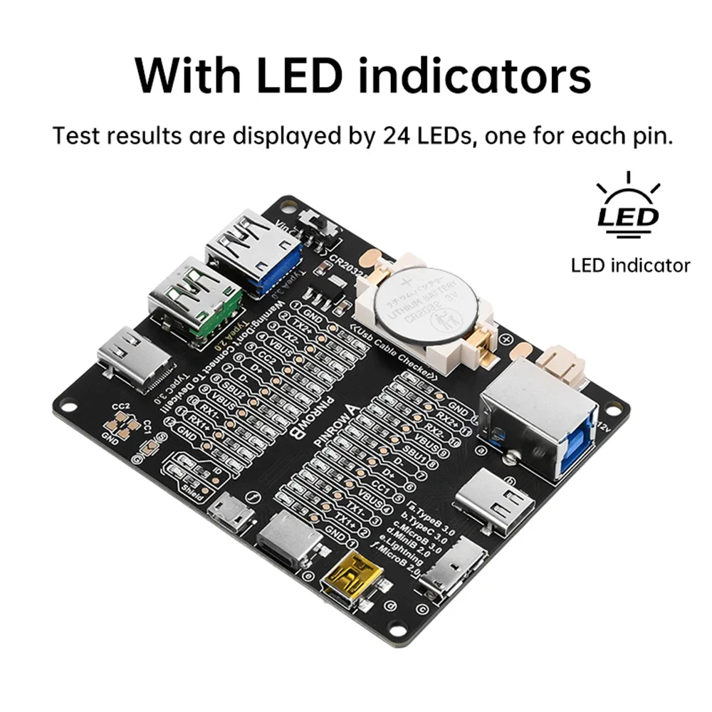 USB Data Cable Test Board USB Cable Checker Type-C Micro A Type B