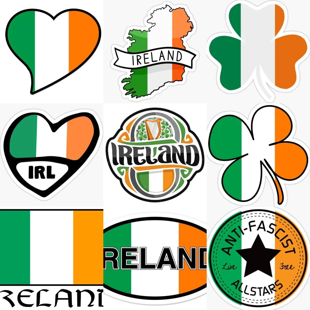 Ireland Flag Map Luck Clover Sticker for Decorate Car Motorcycle Laptop Truck Window Fridge Decal Accessories Customizable