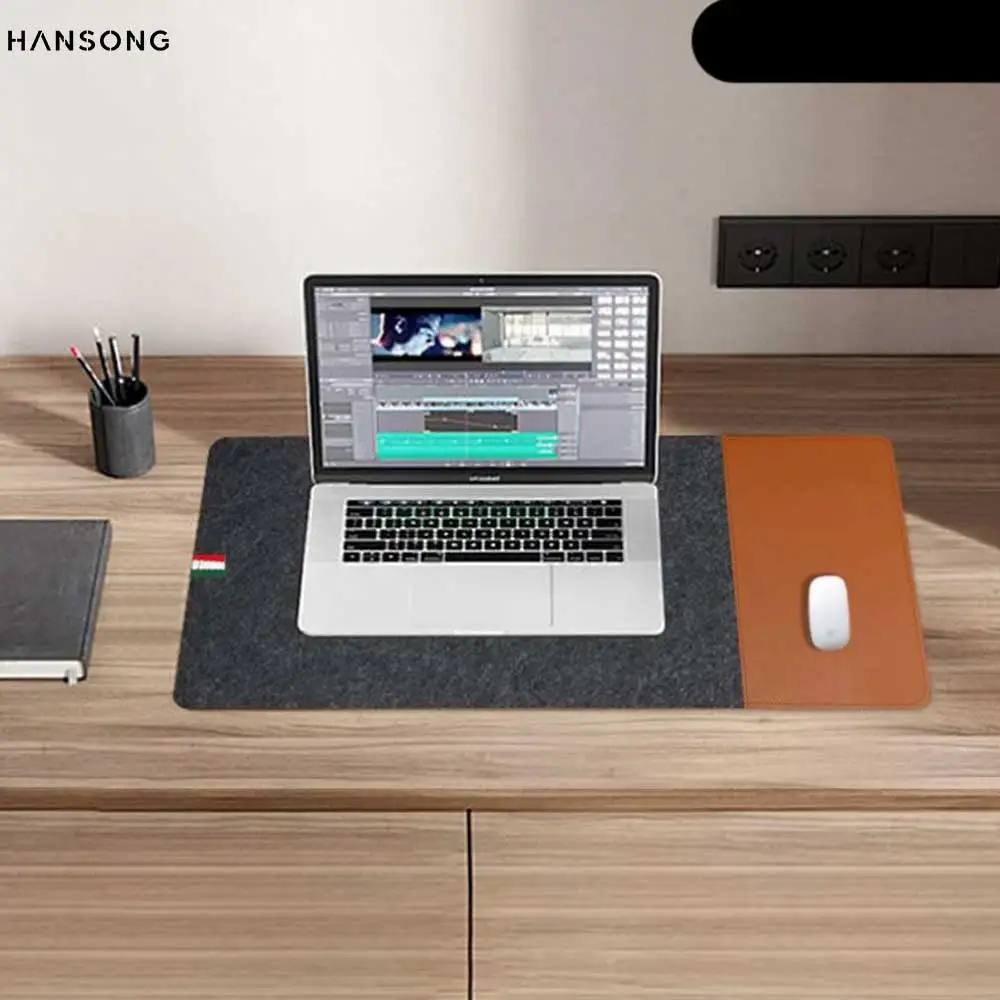 

80*40 Large Size Desk Protector Mat Table Wool Felt and leather 2 in1 Mouse Pad Laptop Cushion Non-slip Keyboard Mat Accessories