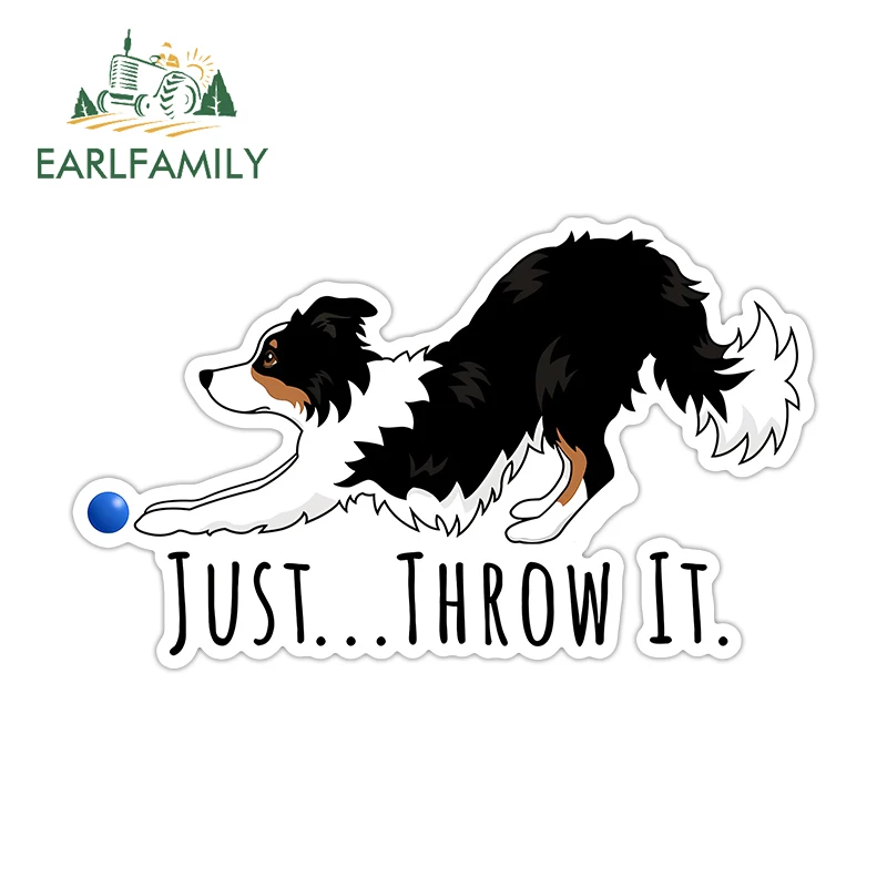 

EARLFAMILY Just Throw It Border Collie Throw Blanket Car Accessoires Cartoon Dog Stickers Vinyl Laptop Motorcycle Decal Graffiti