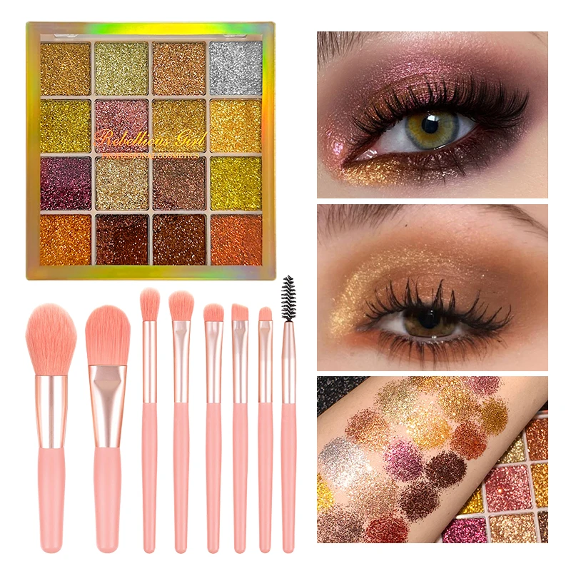 16color Eyeshadow Palette Shiny Golden Pearly Matte Glitter Eyeshadow Multicolor Matte Eye Shadow Long-lasting Eye Party Make Up