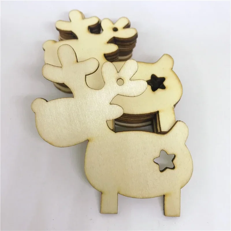 

10pcs Unfinished Wooden Deer Christmas Gift Tags Christmas Tree Ornaments for Christmas Decoration and DIY Craft Making