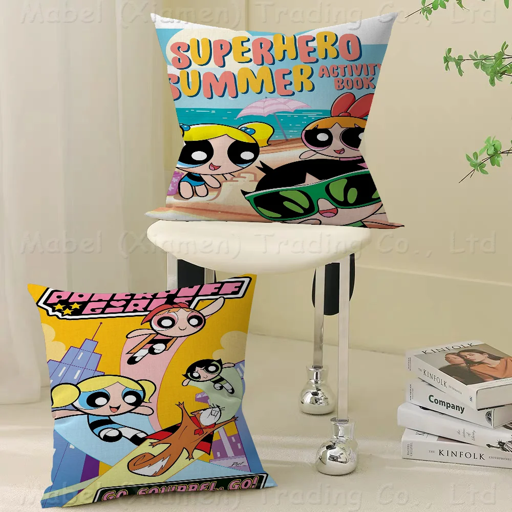 The-P-Powerpuffs Cartoon Girls Pillowcase Toon Gift Cushion Cover Bedroom Home Sofa Chair Seat Decor Pillow Case