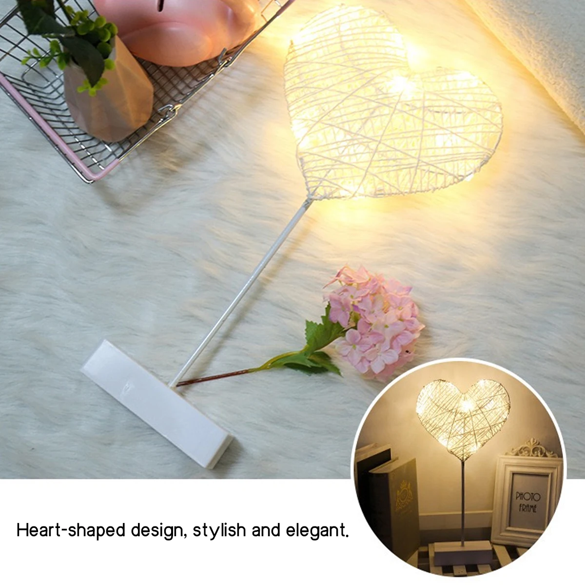 미니멀리스트 모던 걸리 나이트 라이트 하트 모양 인스타그램 감성 따뜻한 조명 침대 옆 램프 침실 장식 트렌디한 분위기 조명