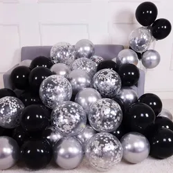 30 pezzi argento nero coriandoli palloncini in lattice decorazioni per feste di buon compleanno adulti bambini ragazzo ragazza Baby Shower forniture per matrimoni