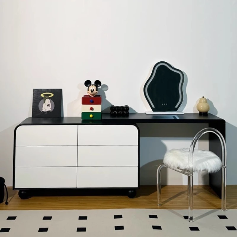 Tocadores de maquillaje de estilo francés moderno, almacenamiento telescópico, tocadores de maquillaje integrados para dormitorio, muebles sencillos para el hogar, Tocador JTM