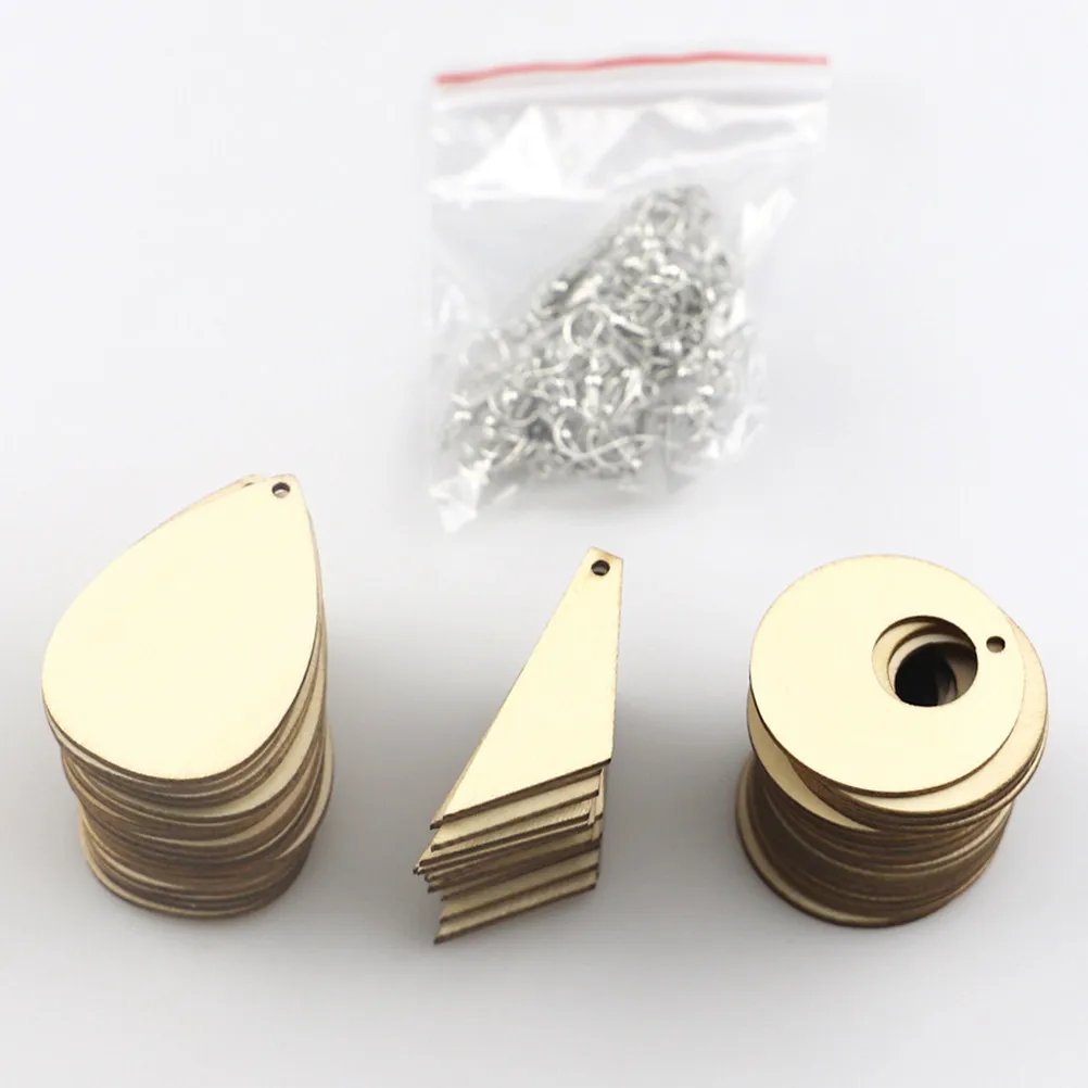 

60Pcs Wooden DIY Earrings Pendant Unfinished Eardrop Jewelry Making Accessories Blank Pendant for Creative Crafts