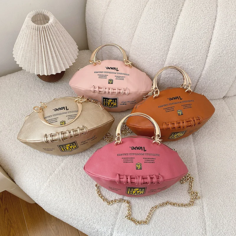 حقيبة الرجبي المخصصة للنساء 2025 حقيبة كتف عصرية جديدة حقيبة كروس مضحكة حقيبة يد مستديرة صغيرة #5