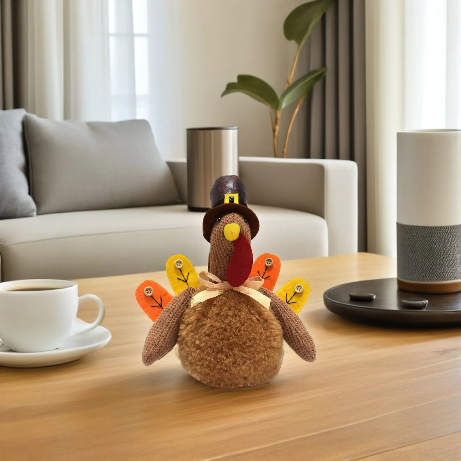 Handcrafted Turkey Decoration Soft Material Thanksgiving Fall Harvest Tabletop Centerpiece Photo Prop Autumn Seasonal Decor