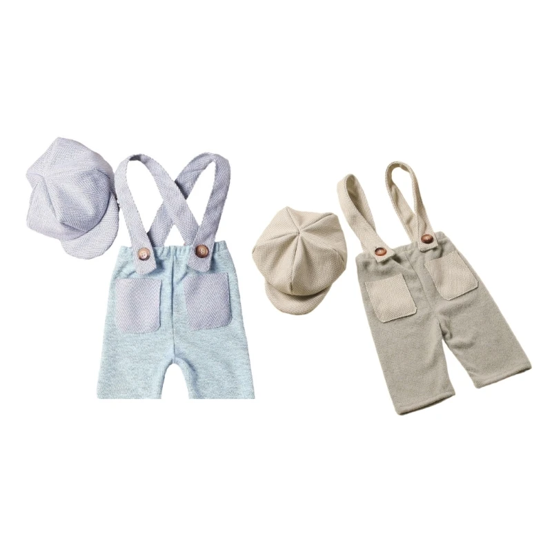 

Baby Photo Clothes Curved Brim Hat Romper Outfit Toddler Photography Props