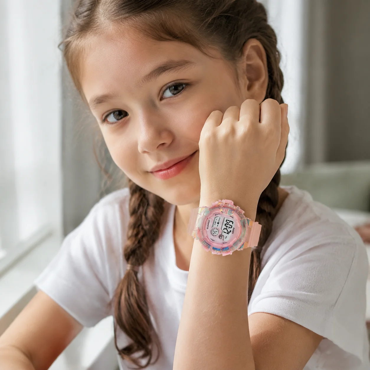 Sports Waterproof Kids LED Digital Watch Wrist Watch with Night Light Alarm Clock Luminous Dial for Boys Girls