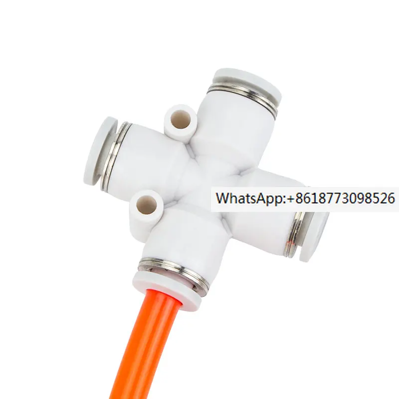 20PCS Pneumatic PU air pipe quick plug PZA four-way connector 4/6/8/10/12mm cross type multi way air compressor