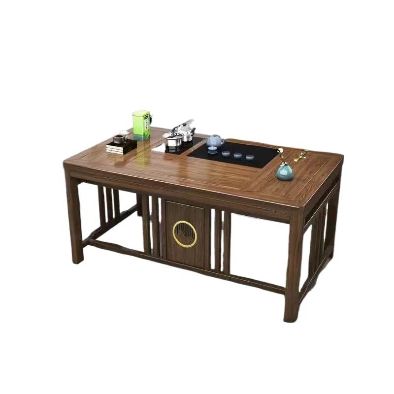 

Chinese-style solid wood balcony multi-functional tea table and chair set, a good place to make tea at home in a small