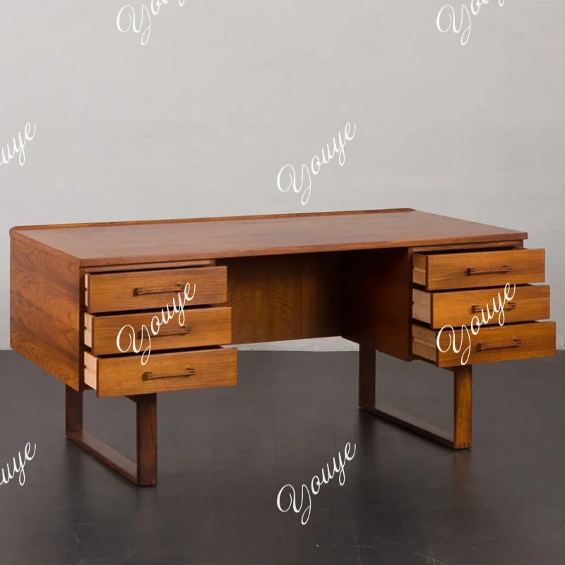 SX Medieval Solid Wood Retro Nordic Danish Style Rose Wood Color All Solid Wood Writing Desk Desk