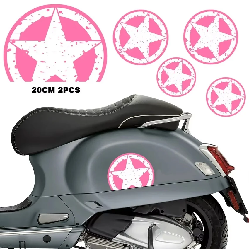 Five-pointed Star Round Vinyl Stickers Waterproof Motorcycle Helmet Scooter Car Body Decor Decal Accessories