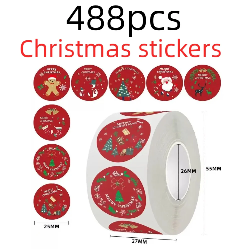 

488 шт. наклейки рождественской серии, праздничные принты снежинок и деревьев, идеально подходят для журналов, подарочной упаковки и поделок своими руками, легко наклеиваемые