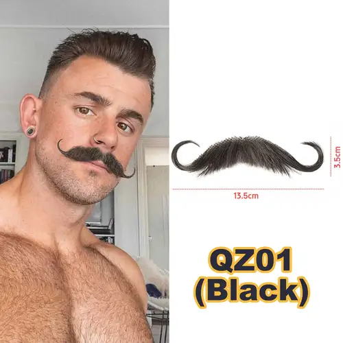 Barba falsa sin pegamento, sin picazón, bigote falso, pelo Facial falso realista para hombres, teatral/vacaciones/drama/fiesta/película