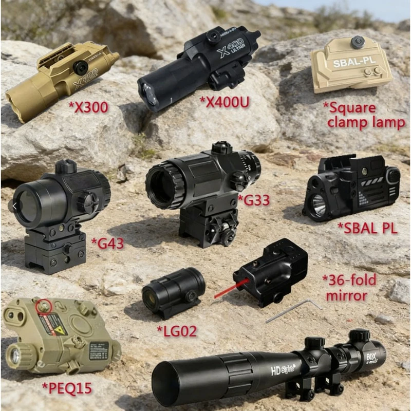 Kit Tático Multifuncional com Trilho de 20mm, Mira Laser PEQ15 e Lanterna para Armas de Airsoft, Jogos de CS e Wargames