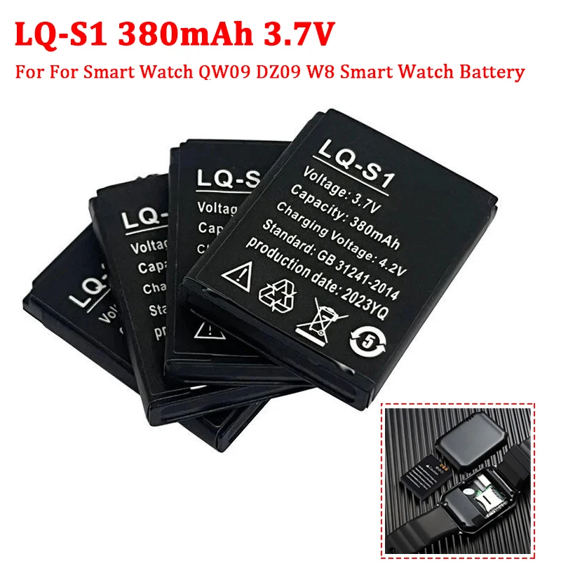 

LQ-S1 LQS1 3.7V 380mAh Rechargeable Lithium Battery for Smart Watch QW09 DZ09 W8 DJ-09 V8 X6 AB-S1 Watch Batteries