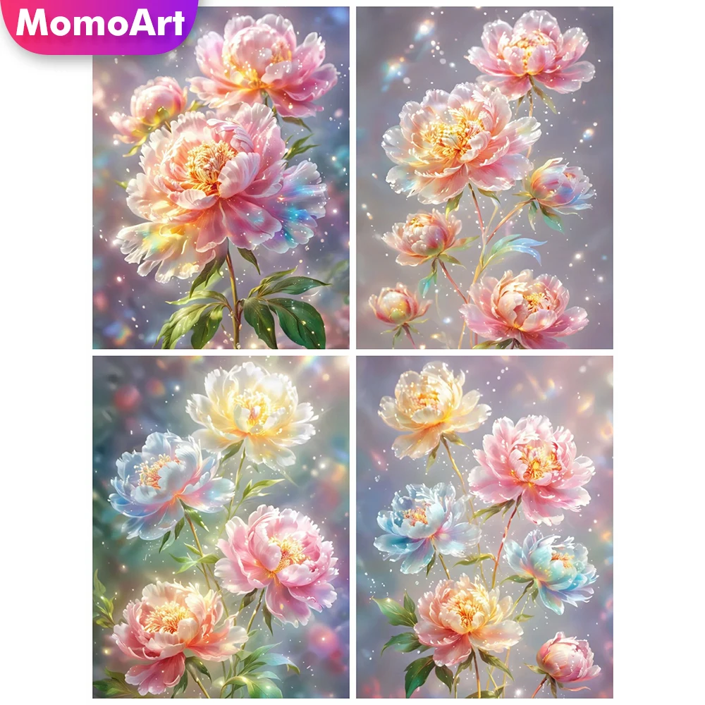 Momoart Neuankömmling Diamant Mosaik Pfingstrose Blume 5d DIY Rose Malerei bunte Kreuz stich Set Stickerei Home Dekoration