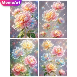 MomoArt New Arrival Diamond Mosaic Peony Flower 5D DIY Rose Painting Colorful Cross Stitch Set Embroidery Home Decoration