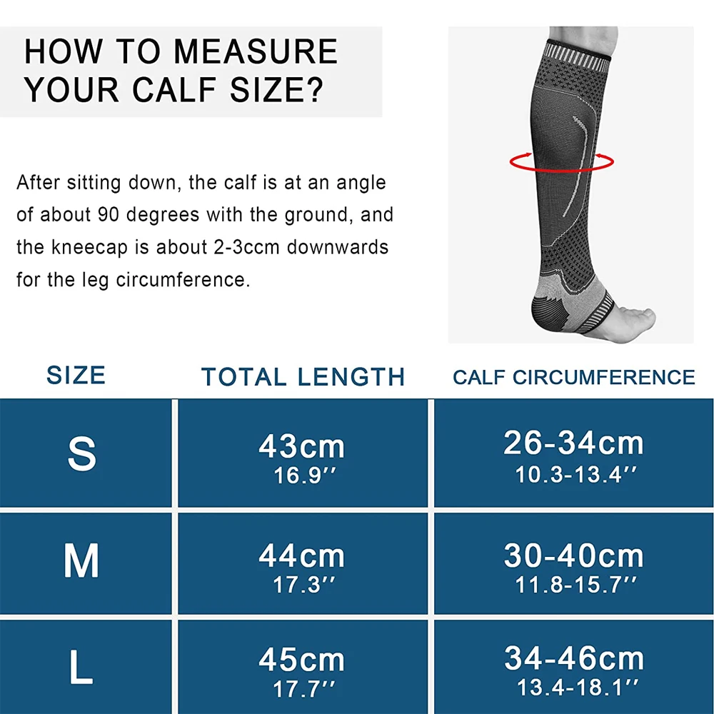 Tcare 1 PCS Calf Compression Sleeves for Recovery, Varicose Veins, Shin Splint Pain Relief, Calf Support Leg Compression Socks