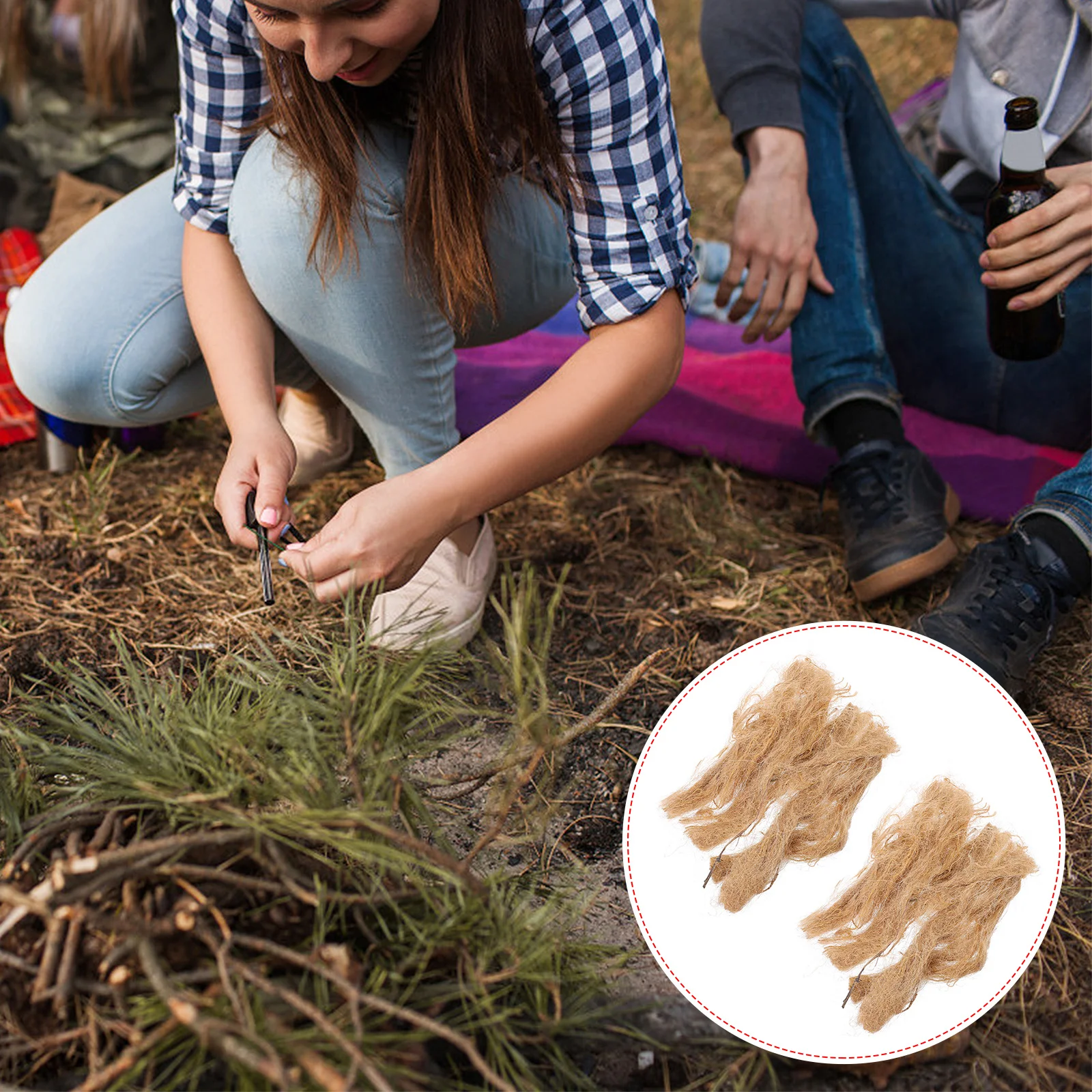 

2 Packs Jute Silk Fire Starter Tool for Fire Starter Tool Camping Survival Travel Emergency Safety Gear Outdoor