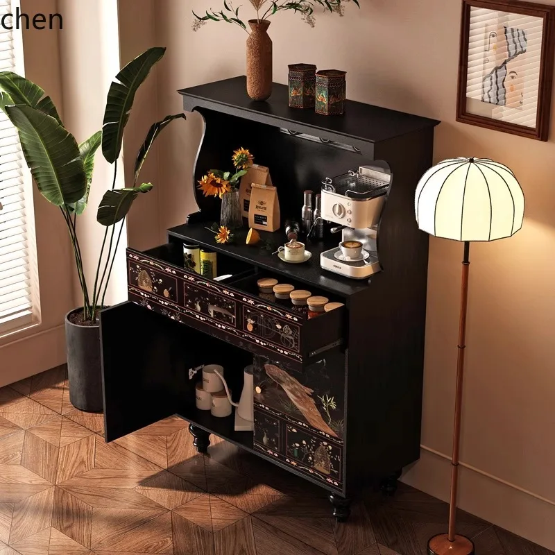 

PYH Retro Sideboard Living Room Sofa Side Cabinet Integrated Entryway Tea Cabinet