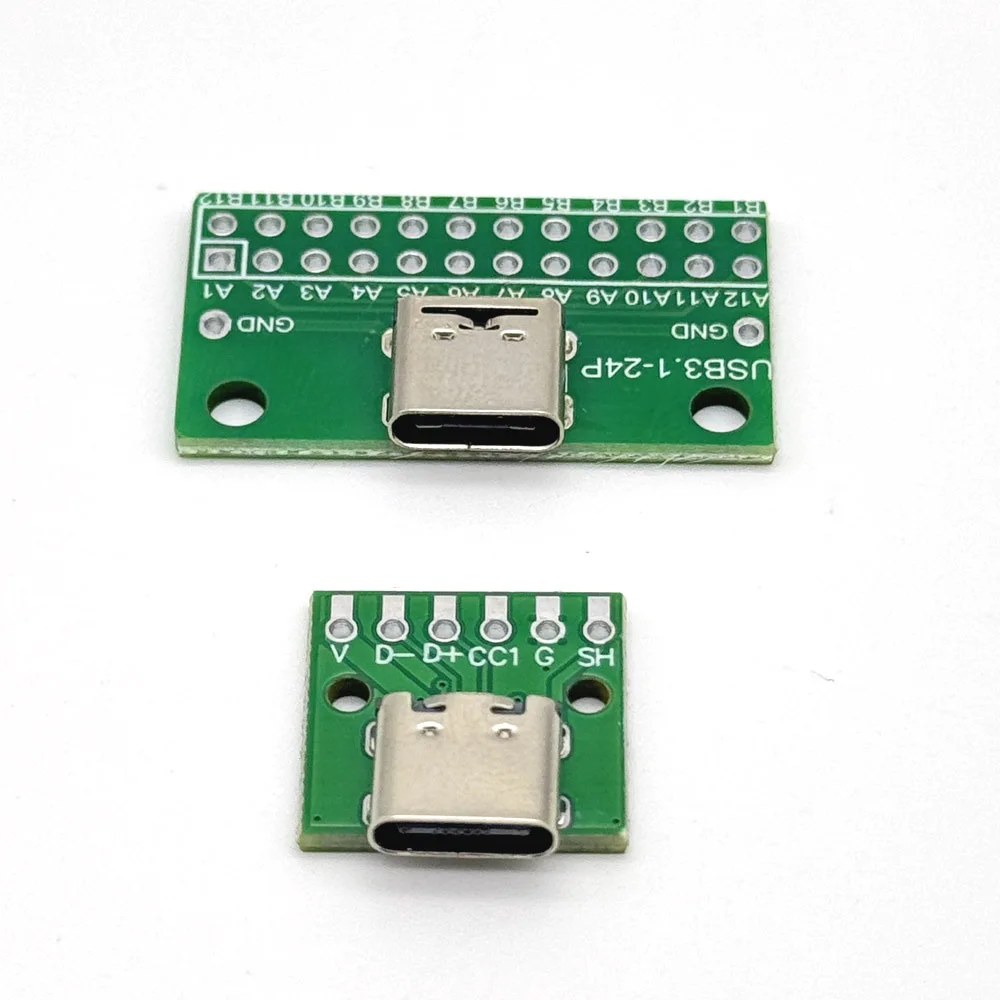 1/10pcs Type-C Female USB 3.1 Test PCB Board Adapter Type C 6Pin 24Pin 2.54mm Connector Socket For Data Line Wire Cable Transfer