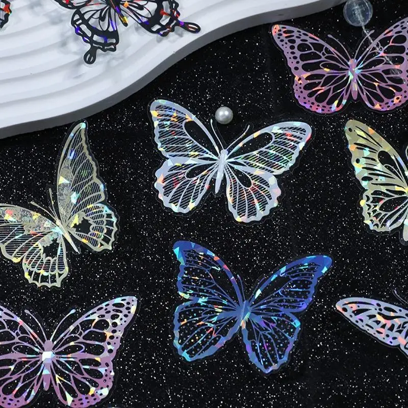 20 pcs Hollow out laser PET Butterfly Stickers Creativity Decorative Hand Account Diary Album Scrapbooking material