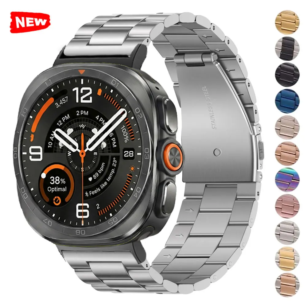 Stainless Steel Band For Samsung Watch Ultra 2 1 47mm Strap Metal Correa For Galaxy Watch 9/8/8classic 40 44 46mm Watchband