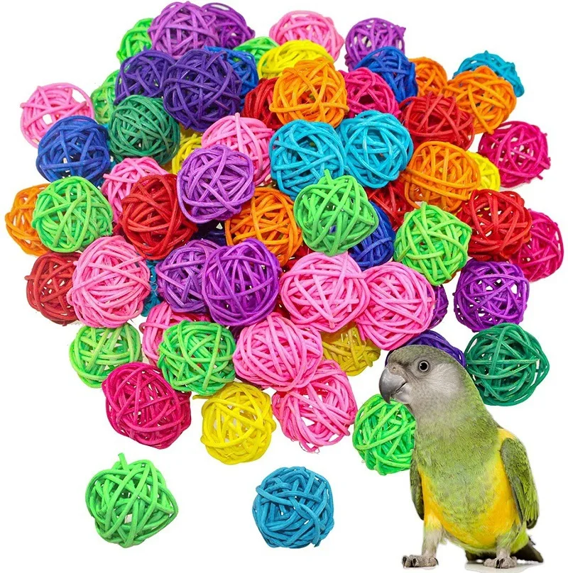 10/1Pcs Pet Bird Rattan Ball Toy Parrot Chew Toys for Budgies Hamsters Bunny DIY Craft Decoration Ball Random Color