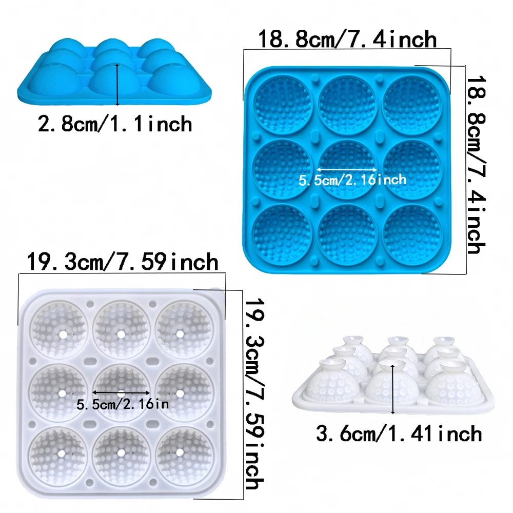 9-cavity golf ball with lid ic - Ice Mold Sphere ulasan dan harga