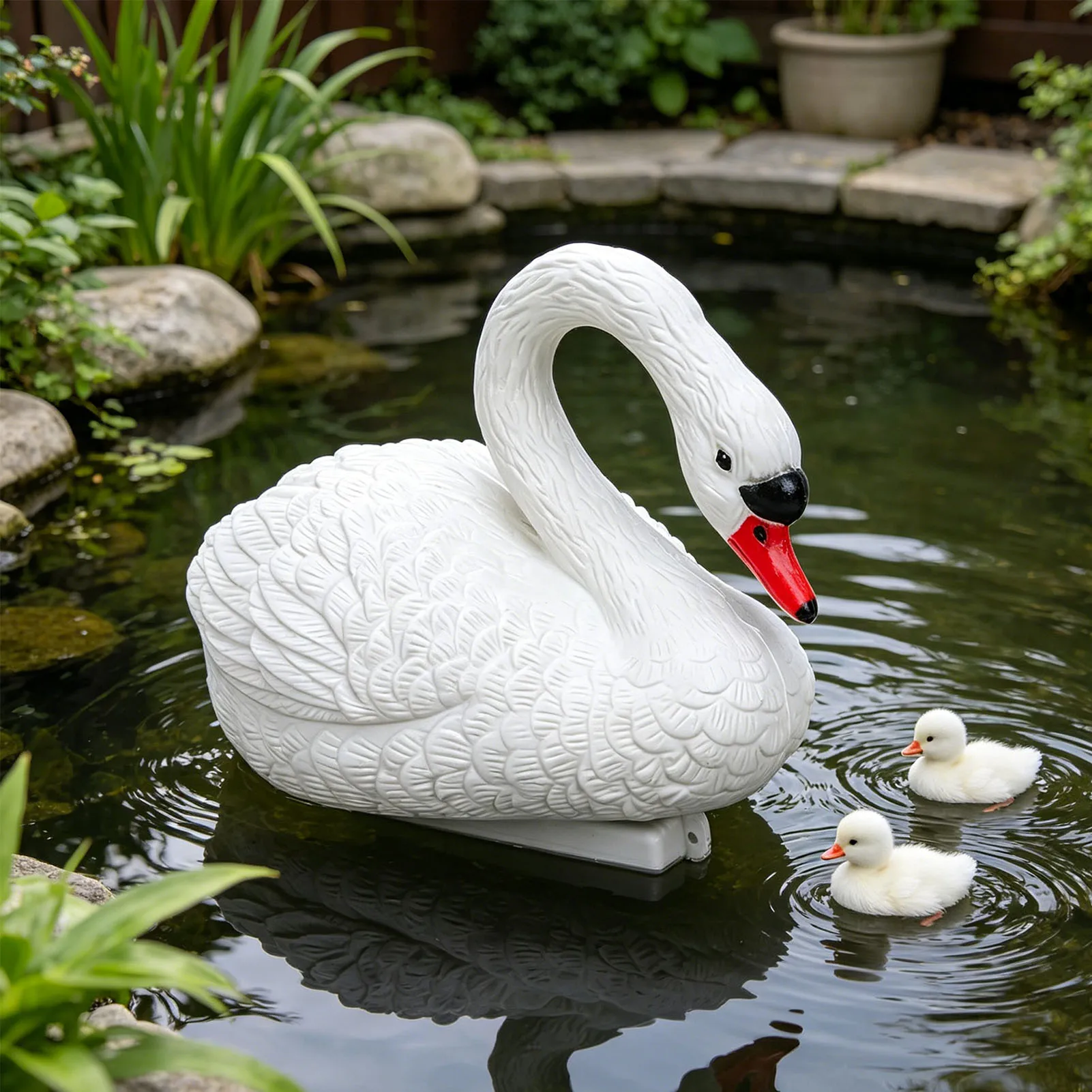 Swan Pond Decoration Plastic Floating Swan Decor Vivid for Courtyard Lawn Park Swimming Pool Outdoor Area Water Swan Decor