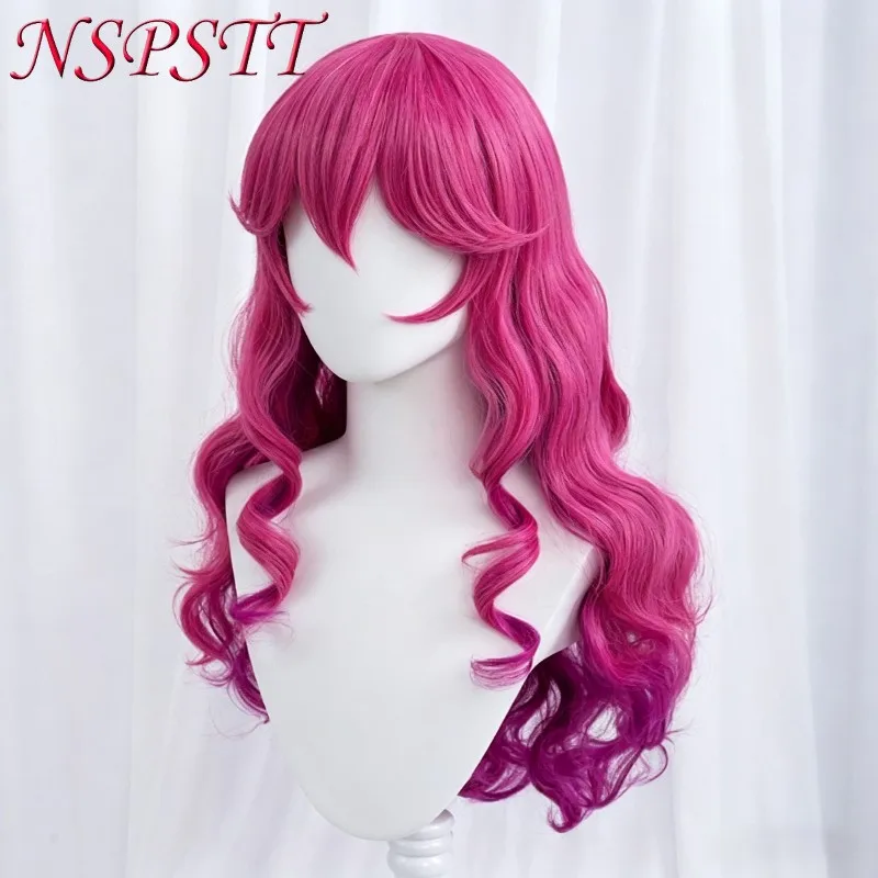 NSPSTT LOL Spirit Blossom Ahri Cosplay Wig Nine-Tailed Fox Long Pink Gradient Hair Heat Resistant Synthetic Wigs For Women