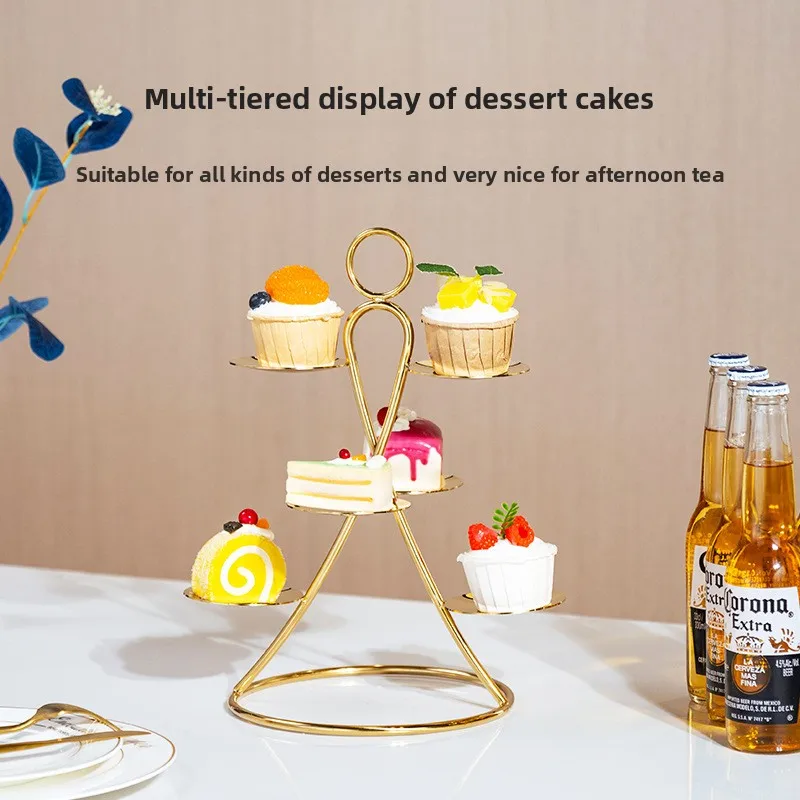 Hotel afternoon  snack rack, luminous stainless steel buffet dessert counter, banquet cake tray dessert rack