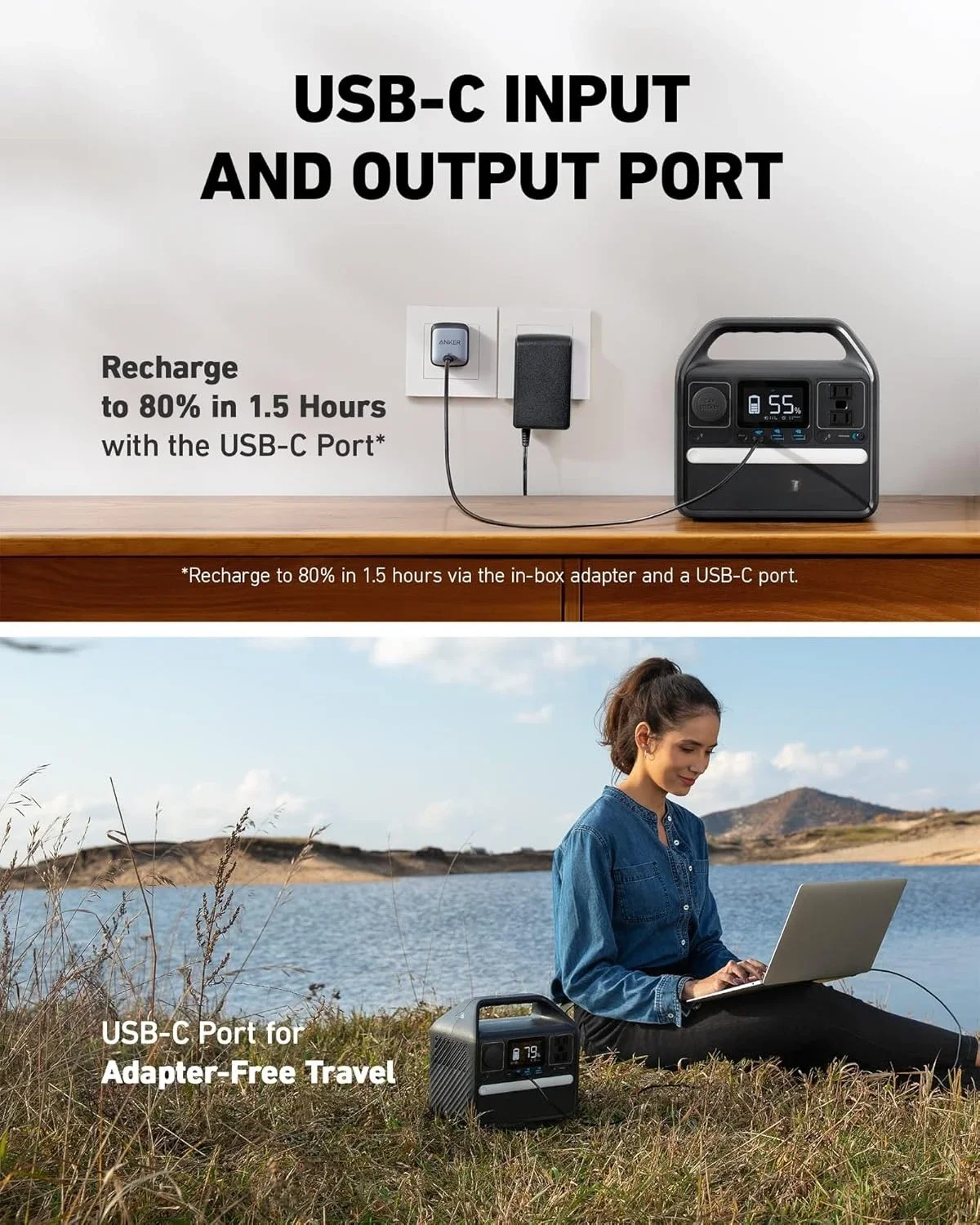【割引価格！送料無料！】 プレミアム521ポータブル電源、LiFePO4バッテリー搭載、256Wh、6ポート、300W