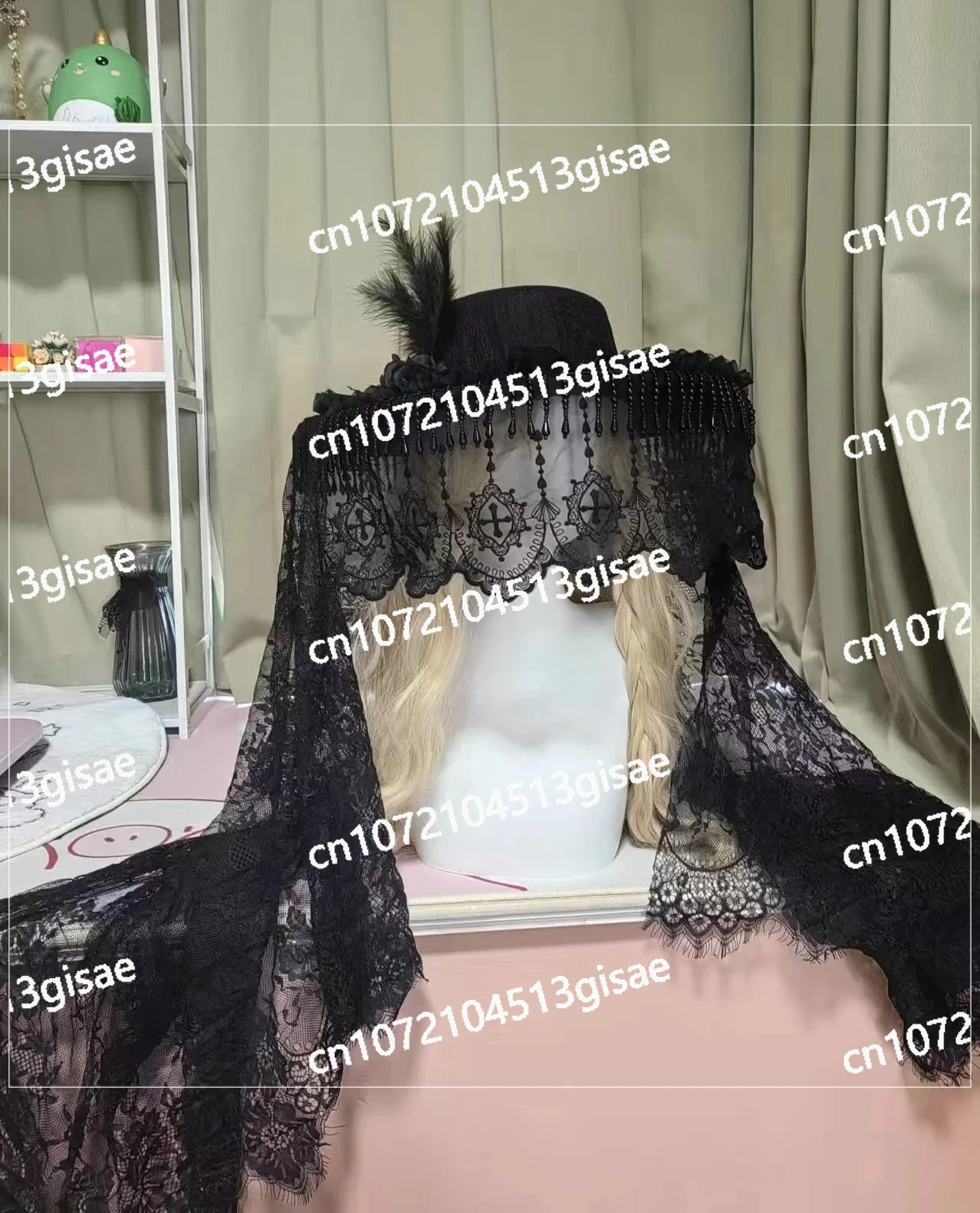 Lolita Cosplay Costume Halloween Party Bucket hat Steampunk Handmade Lace Vintage Bandage Bow Wizard Hat Adult Gothic