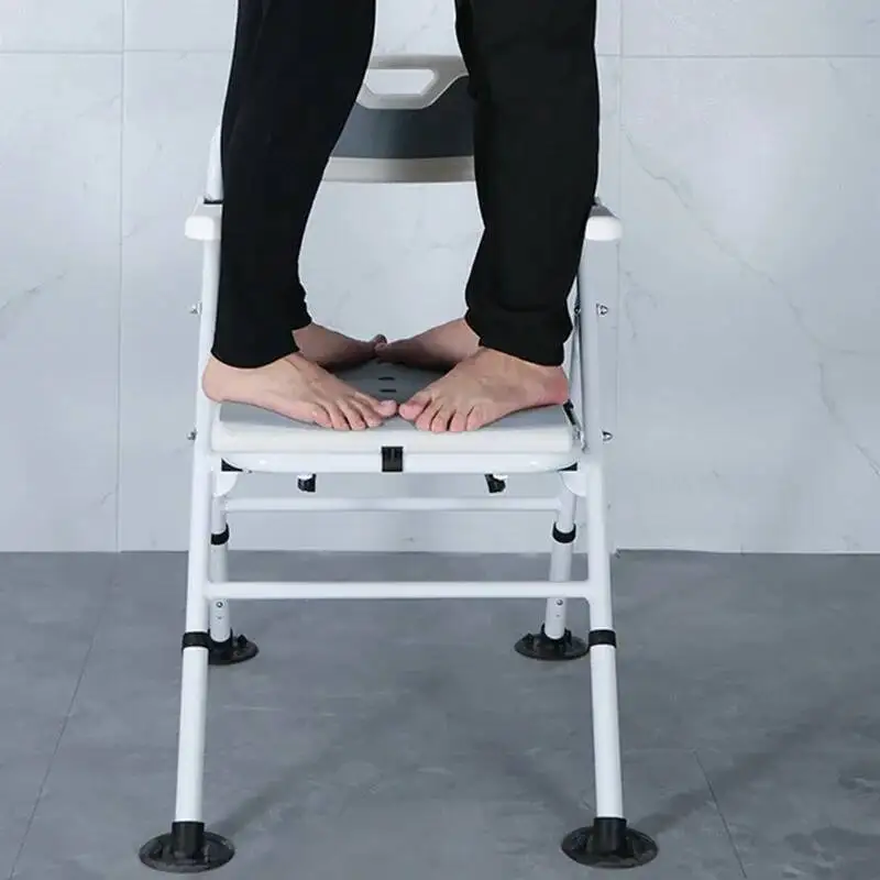 كرسي استحمام كرسي إكسسوارات معدنية مقاومة للماء كرسي قابل للتعديل حمام عناصر المسنين أثاث الحمام Taburete De Bañarse #6