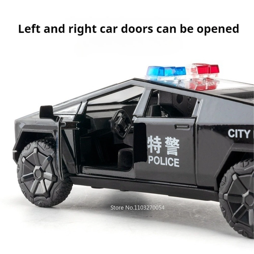 1:32 픽업 트럭 합금 경찰차 다이캐스트 모델 장난감 소리와 빛 풀백 도어 개폐 미니어처 차량 어린이 크리스마스 선물