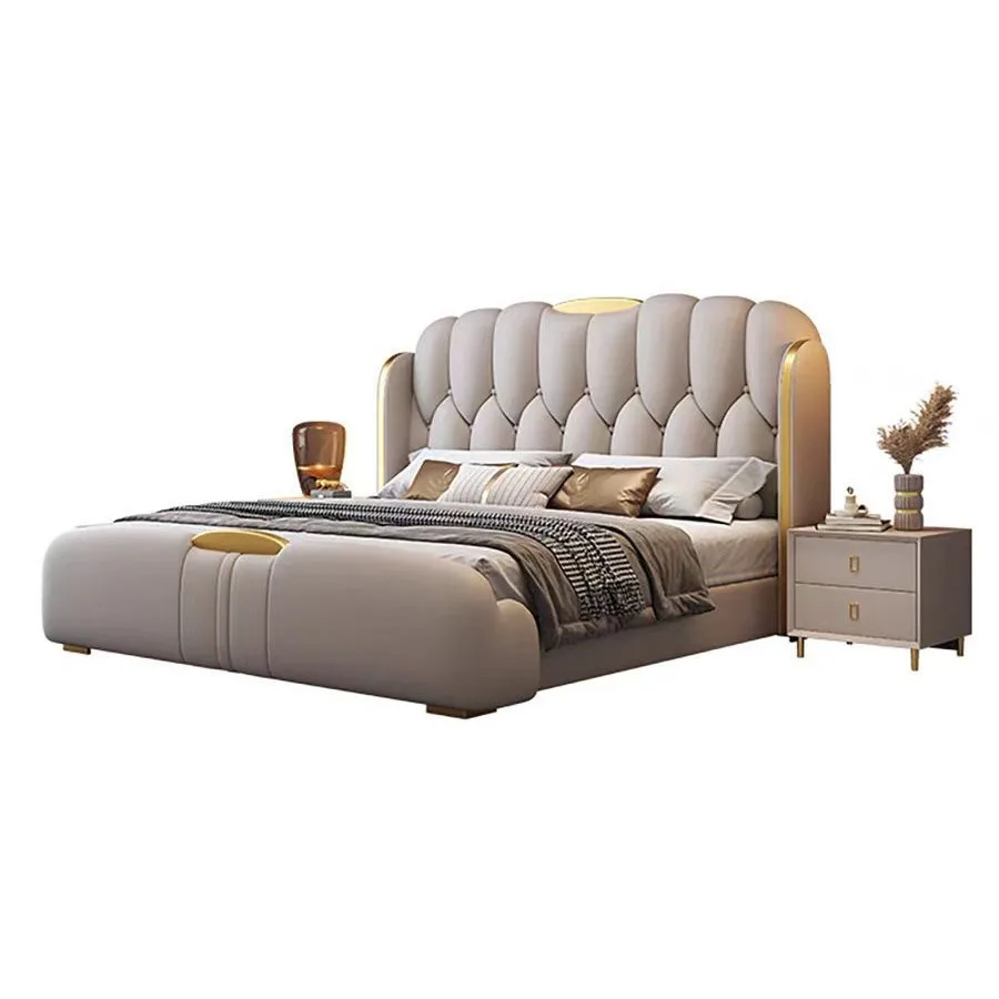

Italian light luxury wedding bed household 1.8 meters storage soft bag