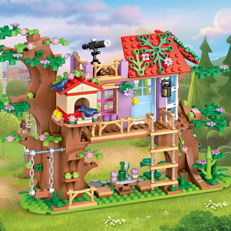 City Friends Birdy's Tree House Building Blocks Sets MOC Telescope Garden Swing Stairs Houses Figures Bricks Toys for Kids Gifts