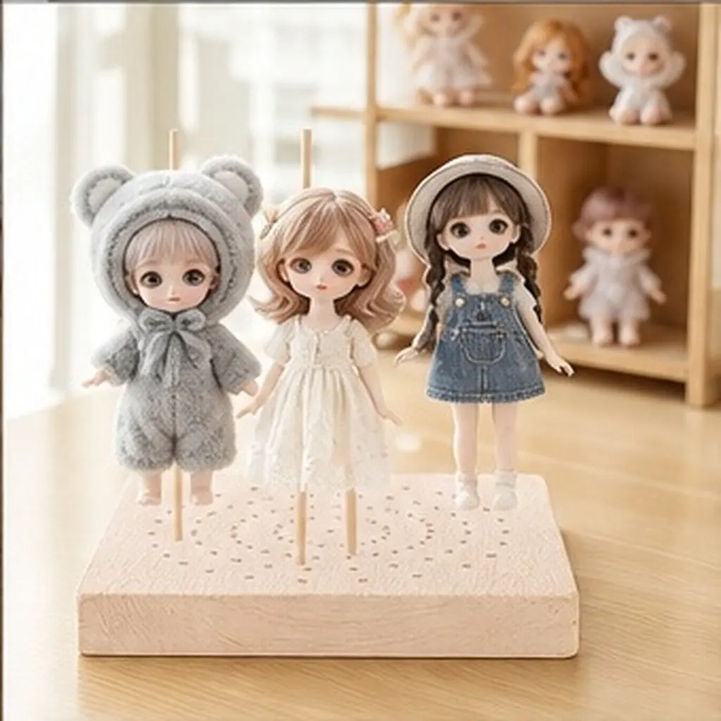 1Set Wooden Sculpture Base Smooth Rounded Edges Display Stand for Clay Figure Drying Shelf Organizing Accessory Insert Board
