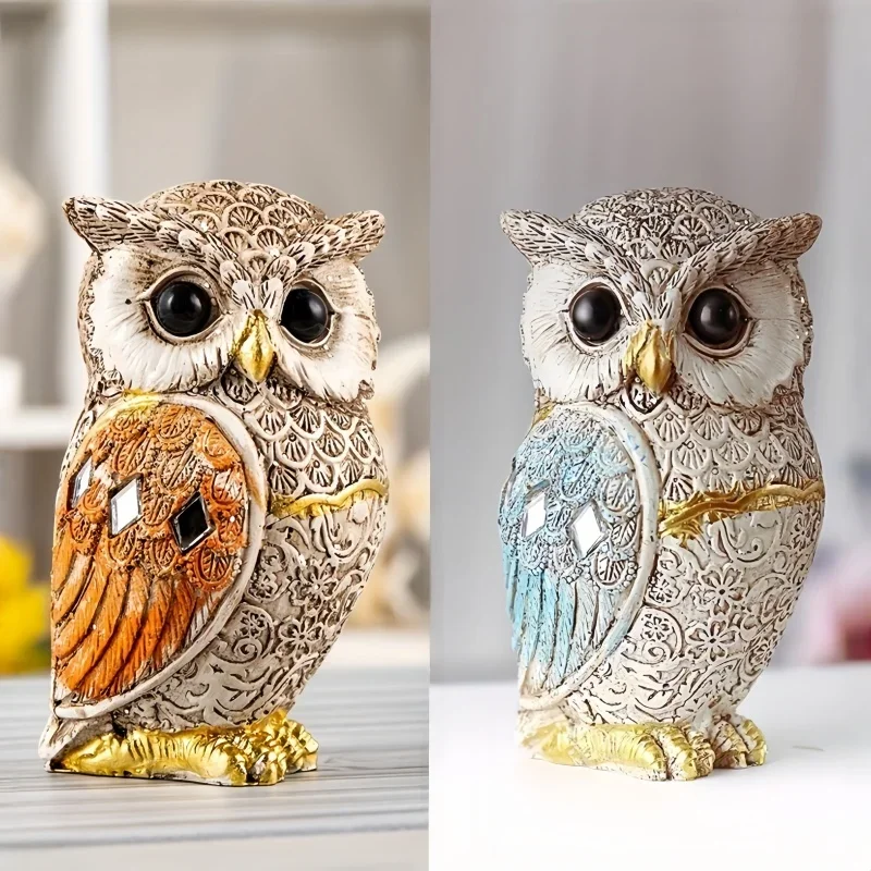 Creative Owl Statue Decoration Crafts Gift Cute Animal Modern Home Living Room Bedroom Office Bookshelf Desktop Decor Ornament