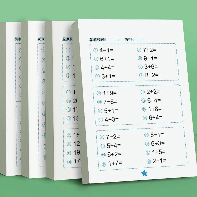 0-50 Addition And Subtraction Learning Math Handwriting Practice Books 60 Pages Arithmetic Notebooks 3-6 School Students